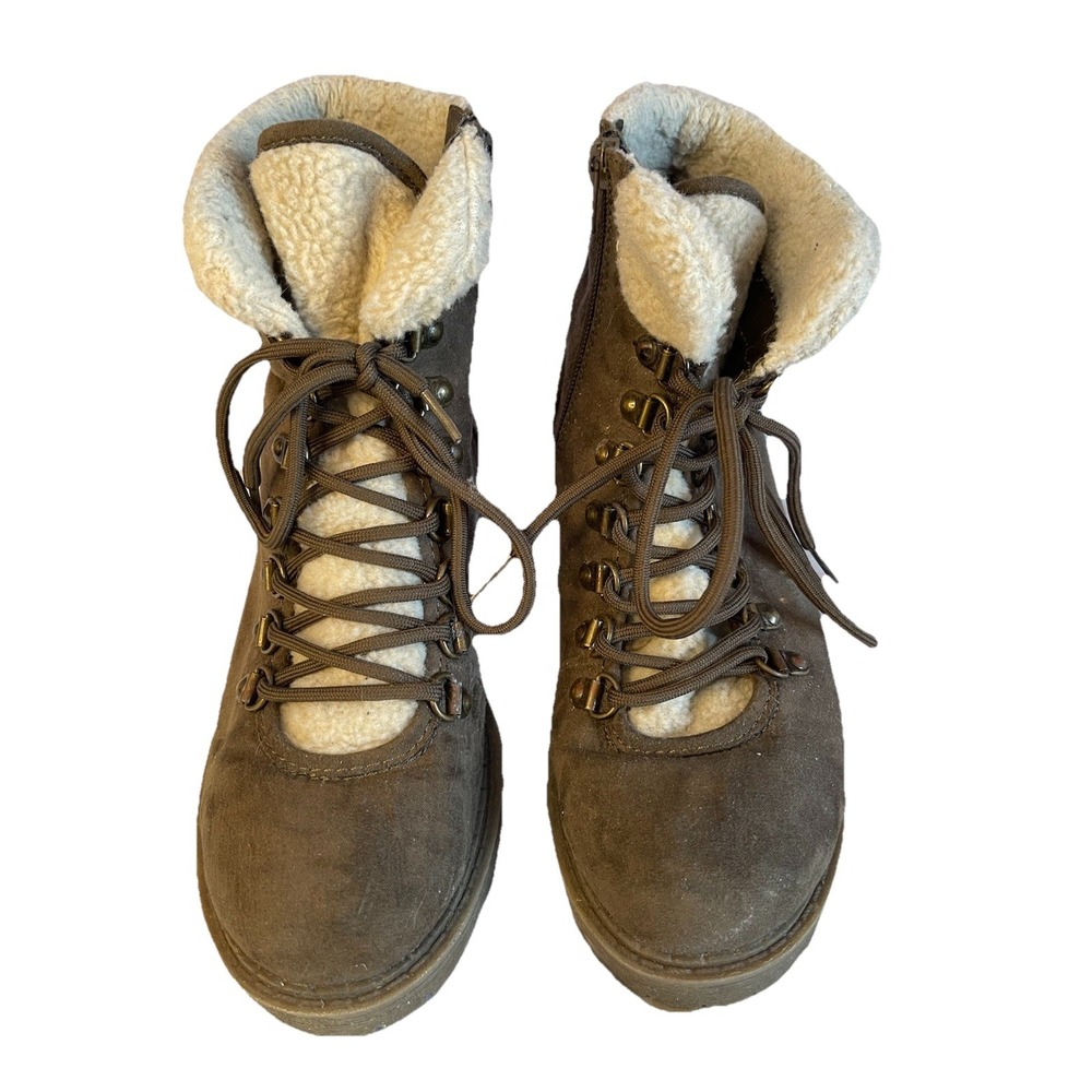 Granola‎ Girl Hiking Boot Gorpcore Lace Up Zip Brown 7M